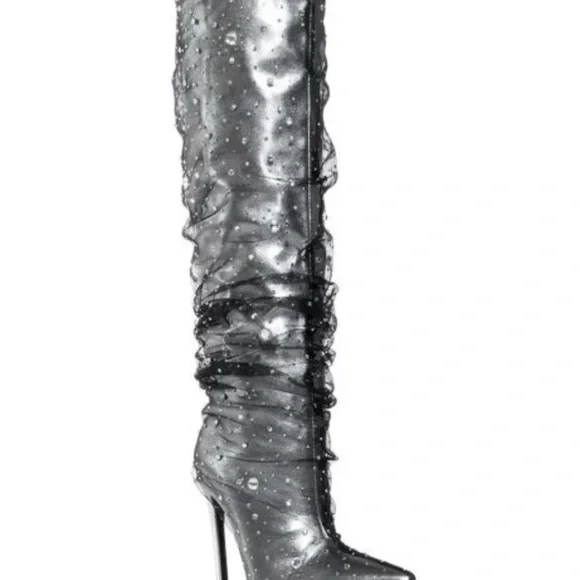 Elegant Silver Women's Boots - Picture 2 of 2